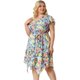 thumbnail image 4 of Women's Plus Size Dress Chiffon Asymmetrical Hem Belted Ruffled Midi Floral Dresses Light Blue 4X, 4 of 7
