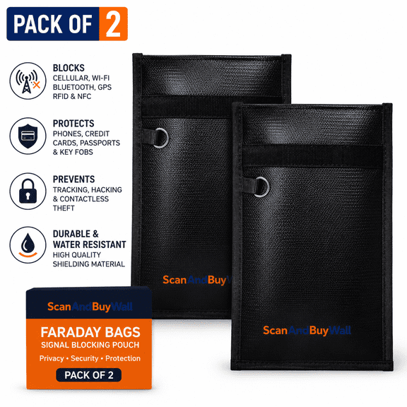 Faraday Phone Bag 2 Pack – Blocks Cell WiFi Bluetooth GPS RFID NFC