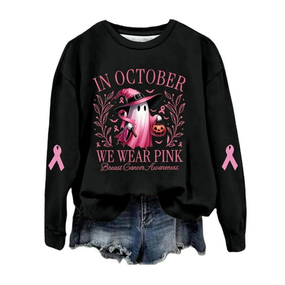 Bibifish Sweatshirts For Women Halloween Funny Spooky Graphic Casual Long Sleeve Sweatshirts Fall Oversized Crewneck Pullovers