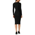 thumbnail image 3 of INSPIRE CHIC Women's Knitted Dress Long Sleeves Solid Color V Neck Buttons Slim Fitted Dress XS Black, 3 of 6