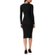 thumbnail image 3 of Vestido de punto de mujer INSPIRE CHIC de manga larga, color sólido, con escote en V, botones, ajustado, talla L, negro, 3 of 6