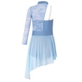 thumbnail image 2 of CHICTRY Kids Girls Figure Skating Jumpsuit Floral Lace Long Sleeve Modern Lyrical Dance Skirted Leotard Light Blue 6, 2 of 7
