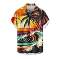 thumbnail image 5 of Horkkom Beach Shirts for Men Summer Hawaiian Print Short Sleeve Shirts Casual Loose Button Up Shirt with Pocket, 5 of 6
