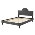 thumbnail image 5 of Platform Bed Frame, Queen Size, Charcoal Grey Gray, Velvet, Modern Contemporary, Bedroom Master Guest Suite Room, 5 of 10