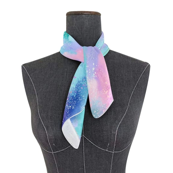 Square Scarf 24x24 Inch Dreamy Pastel Splatter Design Silky Satin Sun Protection Neck Scarf for Women Multi-Purpose Head Wrap Bandana for Hair Bag Decoration