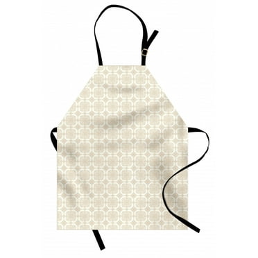 Traditional Apron Foliage Pattern with Rich Curlicues Classical Byzantine Tile Design, Unisex Kitchen Bib Apron with Adjustable Neck for Cooking Baking Gardening, Cream and Pale Brown, by Ambesonne