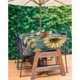 thumbnail image 3 of Hokiten Outdoor Tablecloths with Umbrella Hole & Zipper, Yellow Sunflower Rectangle Tablecloth 60x120 Inch, Butterfly Leaves Teal Striped Retro Waterproof Table Cloth, Patio/Pool/Picnic Table Covers, 3 of 7