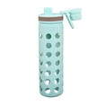 thumbnail image 4 of 20oz Clear Glass Water Bottles Extra Lid Odor Proof and Stain Resistant Wide Mouth Reusable Fitness Sports Bottle with Sleeve, Motivational Water Jug, Blue, 4 of 7