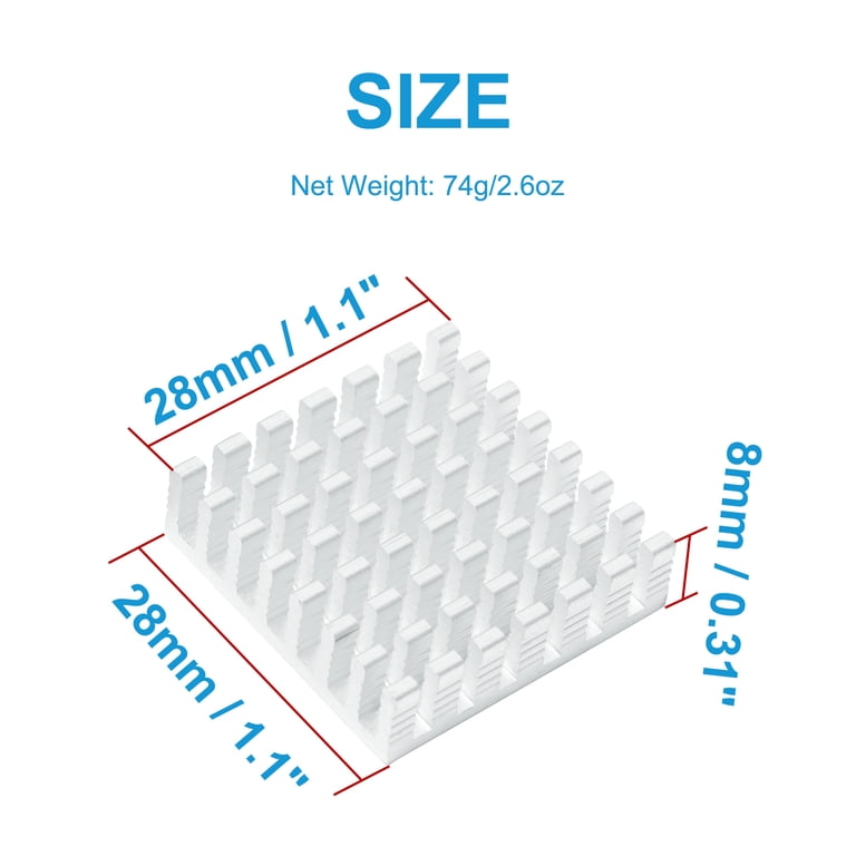 Aexit 10pcs 28mmx28mmx8mm Alluminio ner-o Dissipatore di calore
