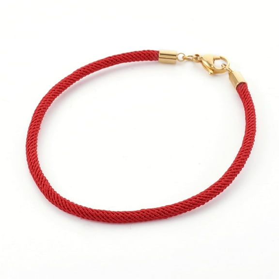 10pc Cotton Cord Bracelet Making with 304 Stainless Steel Clasps Golden Red 8-5/8 inch(21.8cm) 3mm