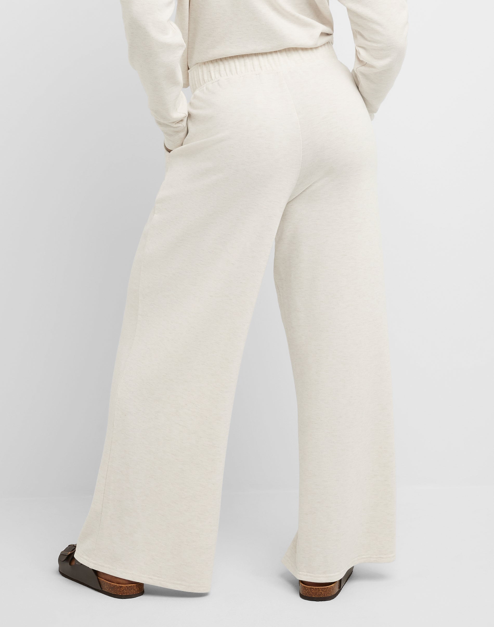 Hanes Originals Women's Soft Brushed Fleece Palazzo Pants, 28.5" Wheat Heather S