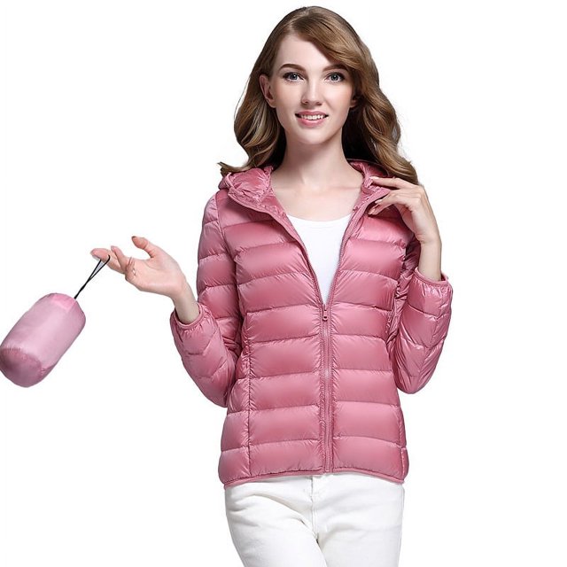 Chaqueta de plumón ligera para mujer, pelo de pato blanco, chaqueta fina