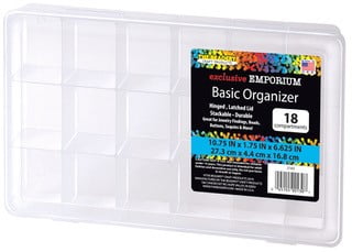 18 Compartment Box 8" X 4" X 1 3/16" Plastic Jewelry Crafts Storage Organizer 
