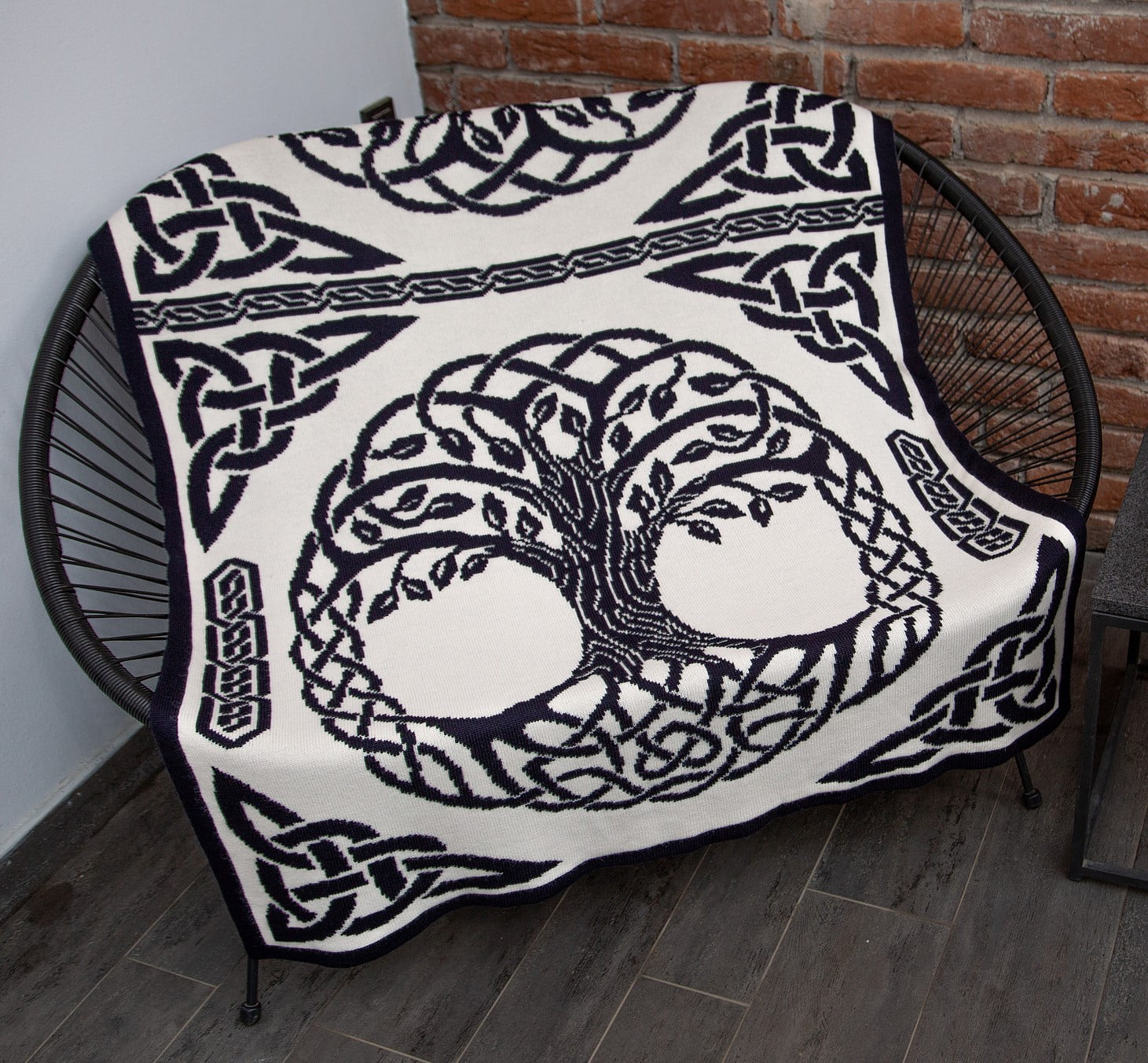 Irish Wool Blanket with Three of Life Super Soft & Warm Cable Knit