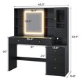 thumbnail image 6 of Afuhokles Vanity with Lighted Mirror and Charging Station Table Set, Black, 6 of 7