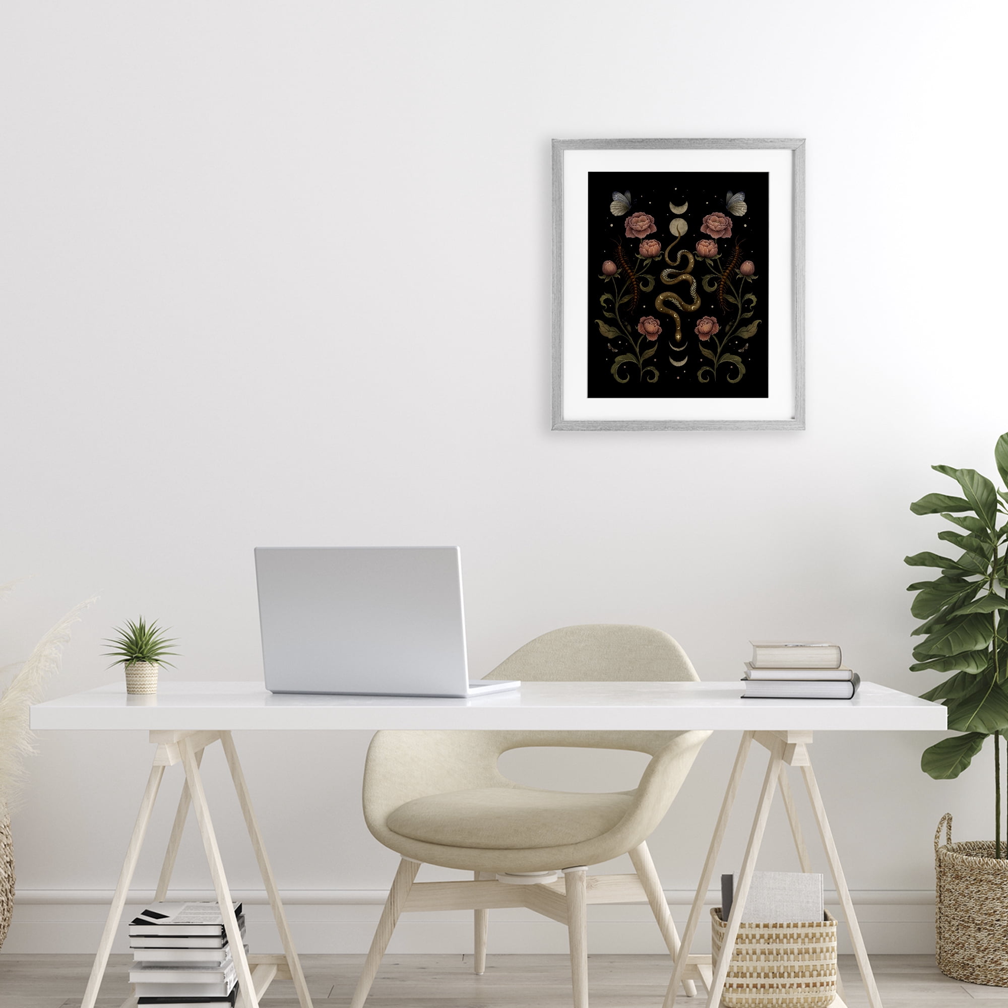 Stupell Industries Serpentine Garden Symmetry Gray Framed Print Under Glass, design by Episodic Drawings