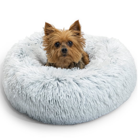 Best Friends by Sheri The Original Calming Donut Dog Bed X-Small, Shag Faux Fur, Frost Gray