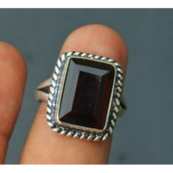 Octagon Brown Smoky Quartz Ring in 925 Sterling Silver
