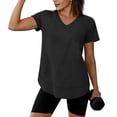 thumbnail image 5 of Besolor Workout Tops for Women V Neck Short Sleeve Shirts Summer Lightweight Loose Casual Basic Tees Athletic Running T-Shirt Top, 5 of 7