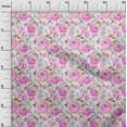 thumbnail image 2 of oneOone Cotton Jersey Pink Fabric Leaves & Flowers Floral Quilting Supplies Print Sewing Fabric By The Yard 58 Inch Wide, 2 of 4