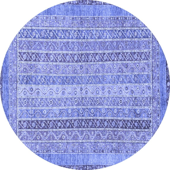 Ahgly Company Indoor Round Abstract Blue Modern Area Rugs, 5' Round