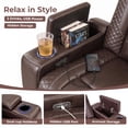 thumbnail image 4 of Bonzy Home Electric Recliner Set of 2 LED Lighting USB Ports and Cup Holders Home Theater Seating Reclining Chair Adjustable Headrest with Hidden Arm Storage, Brown, 4 of 10