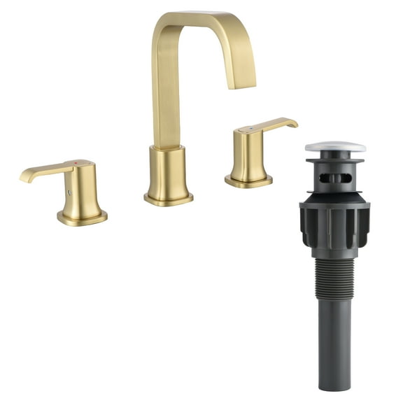 Waterfall Three Holes Bathroom Sink Faucet, Widespread Sink Faucet with Pop-up Drain Assembly