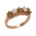 thumbnail image 1 of LBG British Made 10k Rose Gold Natural Peridot & Opal Womens Eternity Ring - 33 size options - Size 9.25, 1 of 1