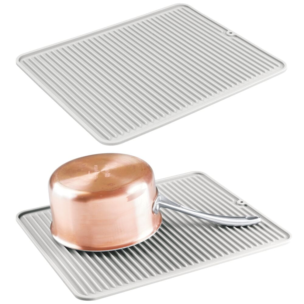 mDesign Silicone Dish Drying Mat and Protector for Kitchen Countertops