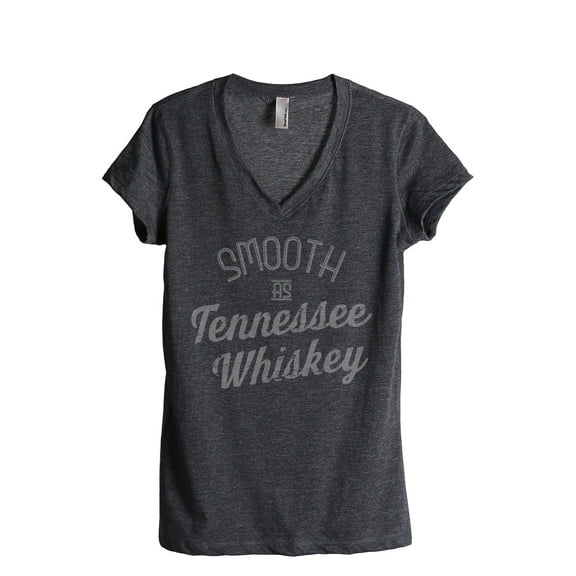 Thread Tank Smooth As Tennessee Whiskey Women's Fashion Relaxed V-Neck T-Shirt Tee Charcoal Small