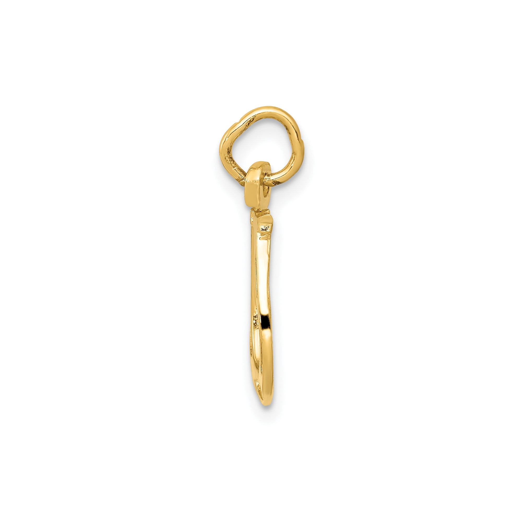 14k Yellow Gold Horseshoe Pendant Charm, Textured Polished Lucky Equestrian Jewelry