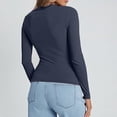 thumbnail image 7 of VJGBEGW 2 Pack Women Long Sleeve Crew Neck Shirts Basic Tops Slim Fit Ruch Side Tees Going Out Layering Thirts Multicolor #1 M, 7 of 7