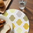 thumbnail image 3 of Yellow Orange Moroccan Round 15 Inch Placemats Set of 4, Vintage Boho Geometric Pattern Gray HeatResistant Non Slip Place Mats for Dining Table, Wipeable Braided Kitchen Table Mats for Housewarming, 3 of 9