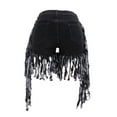thumbnail image 6 of Pimfylm Jean Shorts for Women Juniors, Summer High Waisted Stretchy Frayed Raw Hem Tassels Denim Shorts Black, XXL, 6 of 6