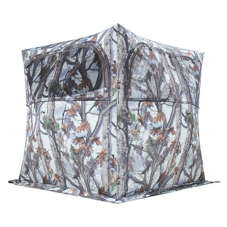 Camouflage Blind - Barronett Blinds Grounder 250 2-Person Pop-Up Hunting Blind, Bloodtrail Snow Camo