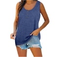 thumbnail image 2 of ICHUANYI Clearance Women Button Round-Neck Blouse Casual Loose Summer Sleeveless Tank(Navy, XL) ICHUANYI WER2023081112733, 2 of 7