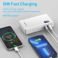 thumbnail image 3 of Cargador portátil con enchufe de CA integrado, USB C, 18 W, carga rápida, 10&nbsp;000 mAh, dos puertos USB, batería externa de respaldo, compatible con smartphones (blanco)., 3 of 8