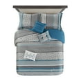 thumbnail image 2 of Mainstays 7-Piece Teal Stripe Princeton Comforter Set, King, 2 of 11