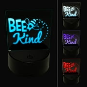 Bee Kind Honey Insect LED Night Light Sign 3D Illusion Desk Nightstand Lamp