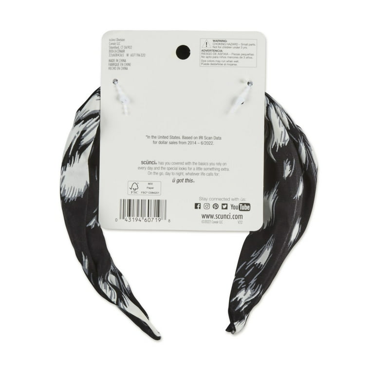 Black Knotted and White Scunci Fashion Headband,