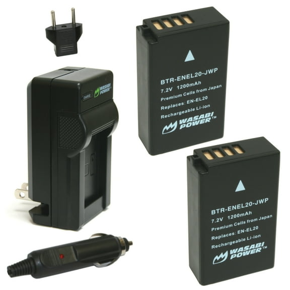 Wasabi Power Battery (2-Pack) and Charger for Nikon EN-EL20, EN-EL20a