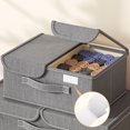 thumbnail image 3 of Fabric Storage Bin with Double Lid, Foldable Cloth Organizer for Toys/Clothes, Gray Home Decor Box, 3 of 6