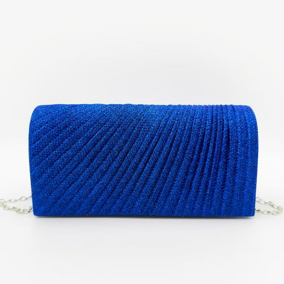 Sparkly Pleated Mini Clutch Purse for Women - Unique Glitter Evening Bag for Parties, Weddings & Formal Events blue