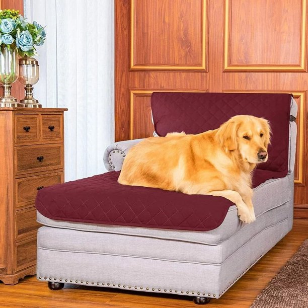 Funda Sofá Chaise Lounge Subrtex reversible con Correa Elástica ajustable vino