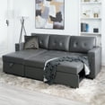 thumbnail image 5 of Laura Dark Gray Leather Sleeper Sofa with USB & Pull Out Sofa Bed, 5 of 11