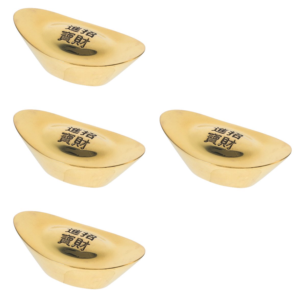 WRISTBIQUE Golden Brass Ingot Ornaments for Wedding Wealth Luck Decor 4Pcs