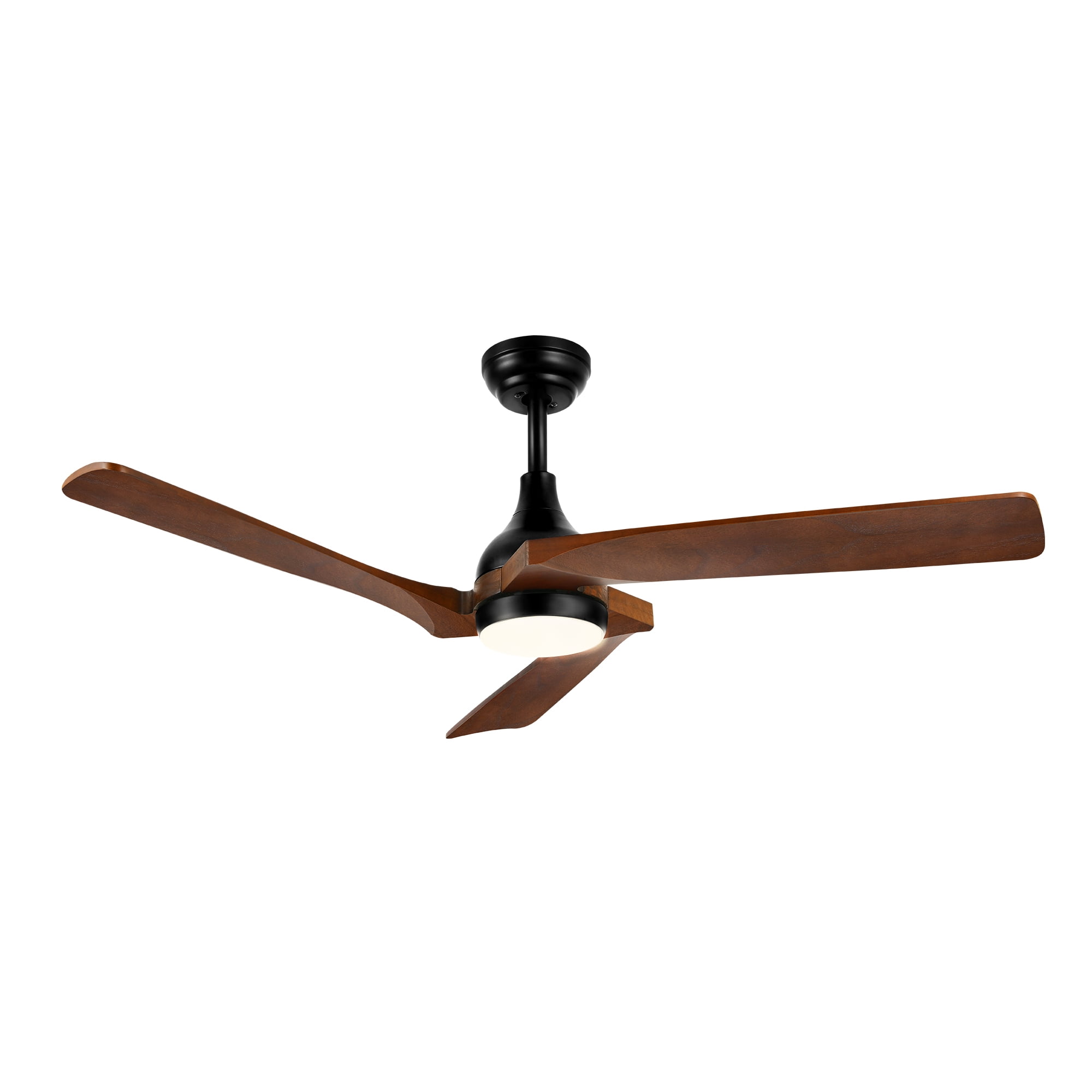 DWVO 52in Ceiling Fan with lights Remote Control, Modern Ceiling Fan with 6-Speed, 3 Solid Wood Blades - Walnut & Black