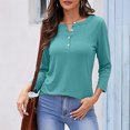 thumbnail image 3 of tklpehg Womens Dressy Tops Lightweight Long Sleeve Tops Tunic Tops V-Neck Classic Solid Color Casual Loose Going Out Tops Blouses (Mint Green,S), 3 of 5