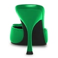 thumbnail image 2 of FSJ Women Pointed Closed Toe Slip on Mules Strappy Bowknot Spool High Heels Dressy Daily Wear Backless Shoes Size 16 Green, 2 of 5