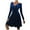 Blue, variant on Aoochasliy Fall Dresses for Women V- Neck Solid Color Long Sleeves Gold Velvet High Waist formal Dress